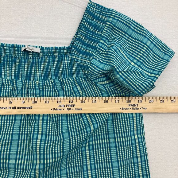 Rails Blue Green Augusta Mini Check Square Neck Top Small - Picture 8 of 11